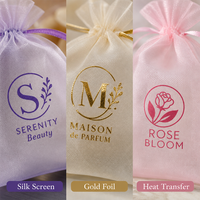 Sac à cordon en organza avec logo personnalisé, pochette à bijoux transparente de haute qualité pour les cadeaux de mariage, les cosmétiques, l'emballage de cadeaux, vente en gros