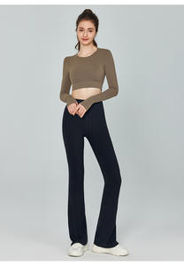 Top Corto Deportivo Sexy con Espalda Descubierta, Manga Larga, Transpirable, Talla Grande para Mujer, para Gimnasio, Yoga, Pilates, Alta Elasticidad, Acolchado, Ajustado, de Lujo - Product Image 3