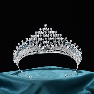 Diadème de mariée de luxe en argent massif, grande couronne de mariage élégante avec strass, coiffe baroque pour concours de beauté, pour femmes, mariées, Quinceañera, <span class=keywords><strong>bal</strong></span> de promo - Product Image 3