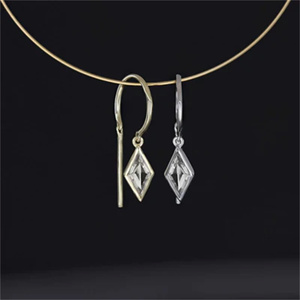 FUAMAY 2025 joyería minimalista delicada 925 Plata multicolor rombo enhebrador <span class=keywords><strong>Topacio</strong></span> <span class=keywords><strong>aros</strong></span> abiertos pendientes <span class=keywords><strong>de</strong></span> gota para mujer - Product Image 2