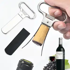 Ouvre-bouteille Portable à deux broches en liège en acier inoxydable Durable facile à transporter en métal argent tire-bouchon vieux couteau à vin ouvre-bouteilles