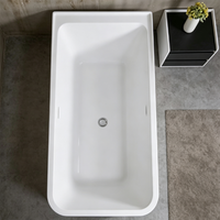 Baignoire autoportante rectangulaire en acrylique, grande capacité, idéale pour les hôtels