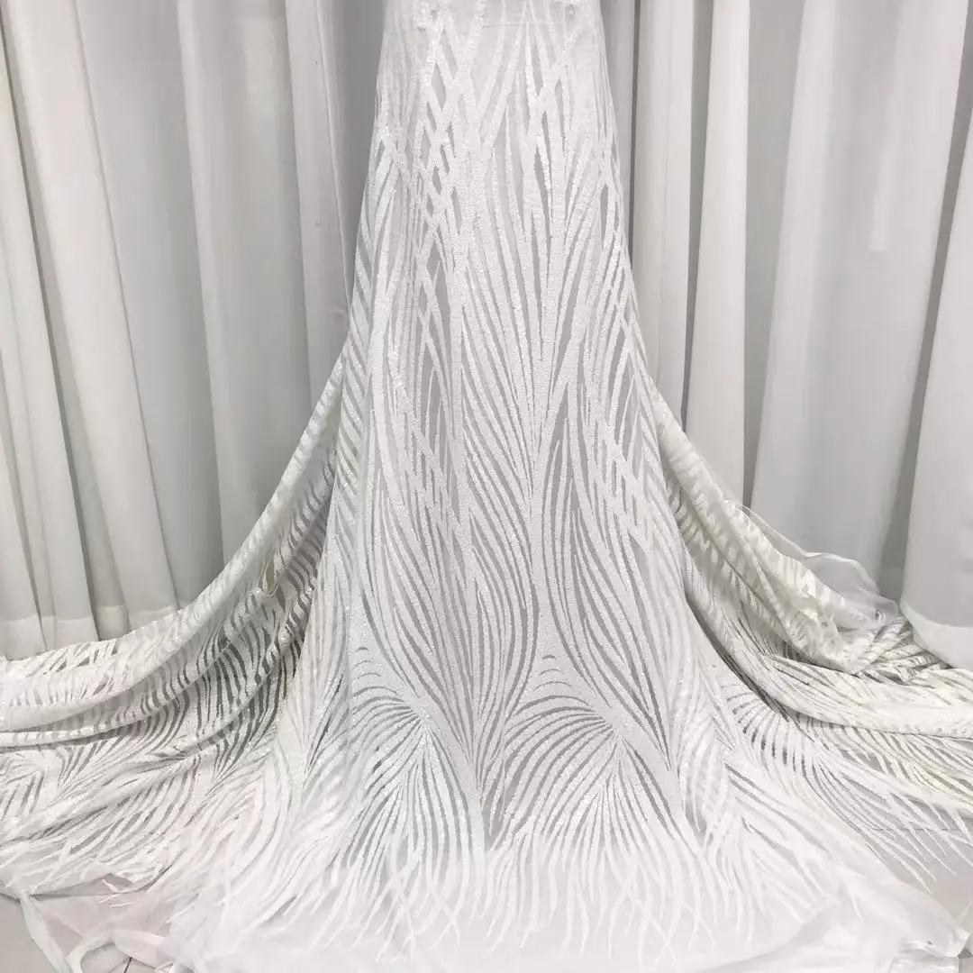 Dubai chất lượng hàng đầu nặng thêu thủ công đính cườm ren pháp Bridal ren vải Bridal Wedding Dress French Net ren senegal