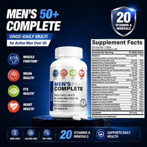 Suplemento multivitamínico completo para hombres mayores de 50 años para energía, salud cerebral y cardíaca para adultos Tabletas multiminerales completas para hombres mayores de 50 años - Product Image 6