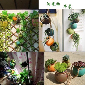 <span class=keywords><strong>Mini</strong></span> Chanvre Corde Succulentes Fleur Pot De Fleurs Suspendu <span class=keywords><strong>Bassin</strong></span> Panier Suspendu Antique Céramique Personnalité Créative Fleur Affichage - Product Image 2