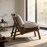 Fauteuil en bois massif de luxe moderne, style nordique, salon, canapé une place, fauteuil confortable inclinable pour hôtel, maison