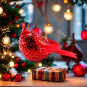 Rood Glas Geblazen Vogel Hanger Buiten Binnenplaats Kerstdecoratie Met Vogel Thema Voor Nieuwjaarsviering