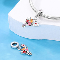 Breloques Pendentifs en Forme de Bagages d'Avion et Fleurs, Style Touristique, en Cuivre Plaqué Argent, pour Bracelets DIY, Logo Personnalisé, Petite Quantité