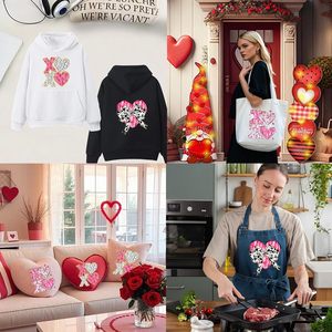 Valentine's 3 Sheet Iron-On Heart Bow XOXO Design Heat Transfer Printed Polyvinyl Chloride Patches for T-Shirts Hats Jackets DIY - Product Image 6