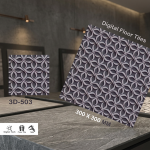 Carreaux de sol en céramique émaillée imprimés numériquement Vistaar Brand 3D Noir Rouge 12x12 pouces pour projets intérieurs - Product Image 1