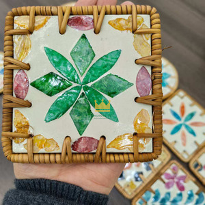 Customize Color and Logo Eco-Friendly Rattan and MOP Square Household Tabletop Tea Coasters Anti-scalding Bowl <b>Mat</b> From Vietnam - Product Image 4