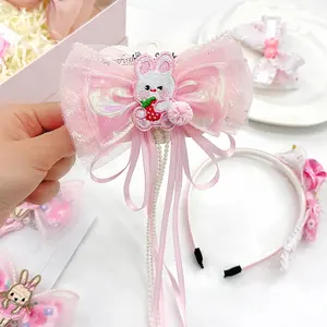 8pcs Pink Gift Box- Multi Hair Accessories Set Hair Barrettes Hair Bows Girl Gift For Girls Age 3-12