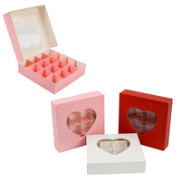 Boîte à 12 compartiments pour chocolats et desserts avec fenêtre transparente, idéale pour la Saint-Valentin et la décoration de fêtes
