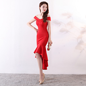 1293 # printemps longueur moyenne rouge Sexy soirée cérémonie sur l'épaule grillage nouvelle <span class=keywords><strong>robe</strong></span> <span class=keywords><strong>de</strong></span> mariée en queue <span class=keywords><strong>de</strong></span> poisson <span class=keywords><strong>de</strong></span> la mariée - Product Image 3
