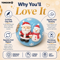 Jouet Squishy en Argile Croustillante de Noël TONGXIN, Jouets Anti-Stress Personnalisables, Balle Anti-Stress, Cadeau de Noël Squishy Père Noël