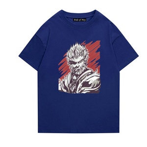 Wukong Men's <b>Y2K</b> Oversized Hip Hop Streetwear T-<b>Shirts</b> Black Myth Print Custom Graphic Tees Breathable Knitted O-Neck Wholesale - Product Image 2