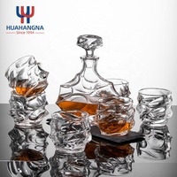Juego de 7 Decantadores de Whisky de Cristal Únicos con 6 Vasos Old Fashioned para Whisky Escocés, Bourbon y Alcohol