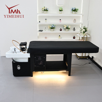 Lit de lavage de cheveux extensible pour salon de beauté avec cuvette en céramique, table de massage thaïlandaise, lit de spa capillaire