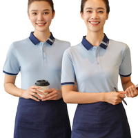 Chemise en coton Uniformes d'hôtesse de restaurant Revers Cafe Bar Uniformes de directeur de restaurant à manches courtes Polo Shirt