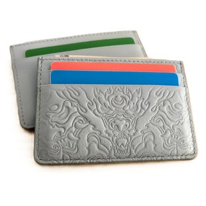 Portefeuille fin pour femme en cuir de vache véritable bleu clair avec motif de dragon en relief, portefeuille de mode en cuir véritable pour femme - Product Image 1
