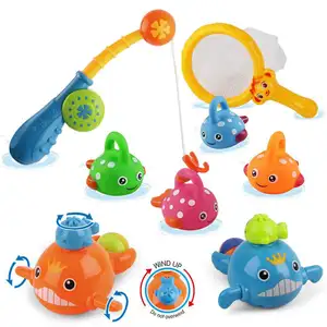 Bad-Spielzeug Angelspielzeug Schwimmen Wale Badzeit Badewanne Spielzeug für Kleinkinder Baby Kinder Kleinkinder Fischen-Set Alter 18 Monate und älter