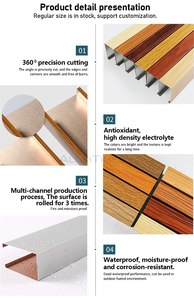 Sistema di Controsoffitto alla Moda a Forma di U, in Alluminio con Impiallacciatura Effetto Legno, per Decorazione Cucina - Product Image 3