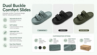 Sandales personnalisées pour hommes en EVA à double boucle réglables, fabrication OEM, vente en gros, chaussures de plage légères et confortables
