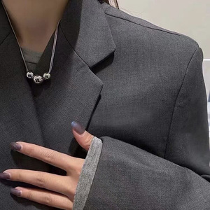 S925 <b>Silver</b> Ball Necklace Women's 405cm Chain Length Everyday Wear Minimalist Style Fine <b>Choker</b> - Product Image 1