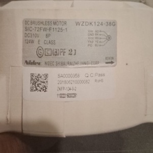 มอเตอร์ไร้แปรงถ่าน DC รุ่น WZDK124-38G SIC-72FW-F1125-1 124W 310V สำหรับเครื่องปรับอากาศแบบรวมศูนย์ - Product Image 3