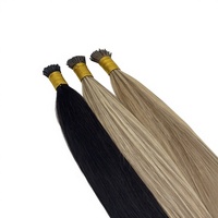 Extensions de cheveux I-Tip à double trame en kératine pour la vente en gros, 100 % cheveux humains bruts européens