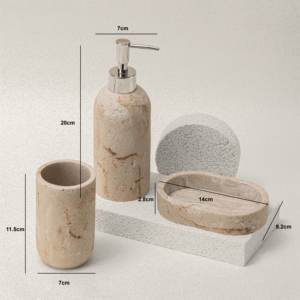Skymoving Nuovo <span class=keywords><strong>Set</strong></span> da <span class=keywords><strong>Bagno</strong></span> di Lusso in Resina Effetto <span class=keywords><strong>Marmo</strong></span> da 3 Pezzi, Design Elegante e Personalizzato, <span class=keywords><strong>Accessori</strong></span> da <span class=keywords><strong>Bagno</strong></span> in Poliresina Marmorizzata per la Casa - Product Image 3
