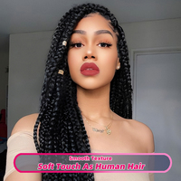 Extensions de Tresses Pré-Étirées en Cheveux Synthétiques à Fixation à l'Eau Chaude, Tresses Yaki Crochet Twist Jumbo