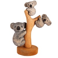 Décoration de bureau rustique en bois massif, motif koala mère et enfant, amovible, personnalisable, pour l'exportation