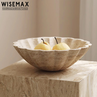 WISEMAX FURNITURE Plateau de rangement rétro en travertin pour la décoration de la maison Meubles modernes en marbre Décoration en forme de coquille