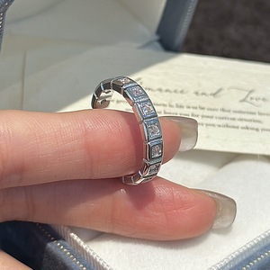 Wenchi Simple and Fashionable S925 Pure Silver Row Diamond <b>Ring</b> Vintage Style Niche Design <b>Adjustable</b> Stackable Jewelry China - Product Image 1