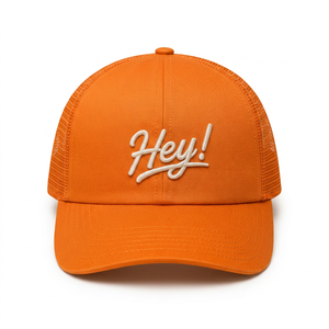 Gorra Trucker Personalizada al por Mayor con Logotipo Bordado en 3D, Gorra de Malla Naranja de Alta Calidad, Perfil Medio, 5 Paneles, Visera Curva - Product Image 1