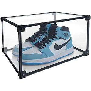 Clear Custom Foldable Stackable <b>Plastic</b> Premium Shoe <b>Box</b> <b>Storage</b> Rack for Living Room - Product Image 1