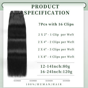 Extensiones de Cabello Remy con Clip <span class=keywords><strong>Balayage</strong></span> para Mujer, 7 Piezas/Juego, Negro Natural, <span class=keywords><strong>Castaño</strong></span>, Doble Trama a Máquina, 100g - Product Image 3