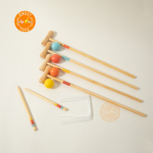 Juego de <span class=keywords><strong>croquet</strong></span> de madera con logotipo personalizado para niños, juguetes educativos para juegos de jardín, césped y patio trasero - Product Image 5