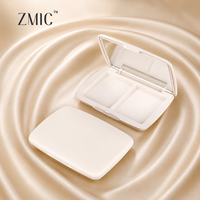 Palette de fards à paupières 2 compartiments blanc nacré, étui vide en plastique avec miroir pour fards à paupières, blush et anticernes