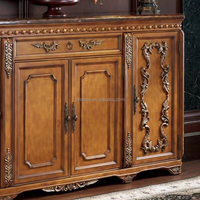 Vente en gros de couloir classique antique Table console de placard en bois rustique avec portes décorées en bois sculpté Armoire console