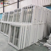 Ventanas de PVC de Diseño Europeo Americano, Ventana Corredera de Doble Vidrio con Persiana Integrada