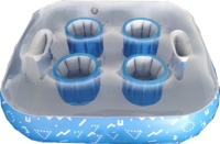 Support de boissons et de collations gonflable pour fête de piscine estivale, en PVC durable, avec trou pour corde, flottant, grande capacité 8 trous