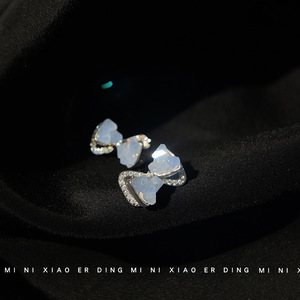 Pendientes <span class=keywords><strong>de</strong></span> Cristal con Lazo Azul <span class=keywords><strong>de</strong></span> 10x16mm para Mujer, Tono Plateado, Circonita Cúbica, Joyería <span class=keywords><strong>de</strong></span> Moda, Venta al Por Mayor - Product Image 3