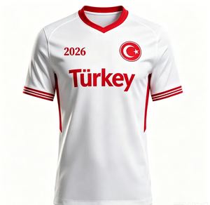 Maglia da Calcio Turchia 2026 Collo a V Rossa e Bianca, con Emblema Nazionale Turco per Tifosi - Product Image 1
