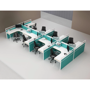 Demountable Modular văn phòng kính phân vùng âm thanh cách nhiệt hệ thống Đương Đại công nghiệp 8 người văn phòng bàn L hình - Product Image 1