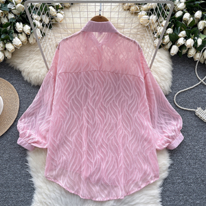 Camicette Casual da Donna Autunnali con Maniche a Lanterna Lunghe, Paillettes e Perline in Spandex Intrecciato, Camicie da Festa - Vendita all'Ingrosso - Product Image 4