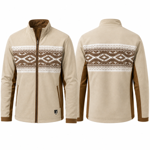 <b>Western</b> <b>Jacket</b> Men's Print Pattern Stand Collar Zip Up Casual Ranch Outerwear Custom Logo Wind Resistant - Product Image 2