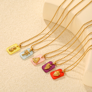 Collar de Acero Inoxidable con Colgante de Cuentas Serie Frutas, Diseño Geométrico Moderno y Lindo, Accesorio de Regalo para Ocio - Product Image 2