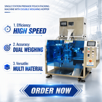 Machine d'emballage automatique pour sachets préformés à fermeture éclair (Doypack) pour granulés, noix et thé, avec double trémie de pesage
